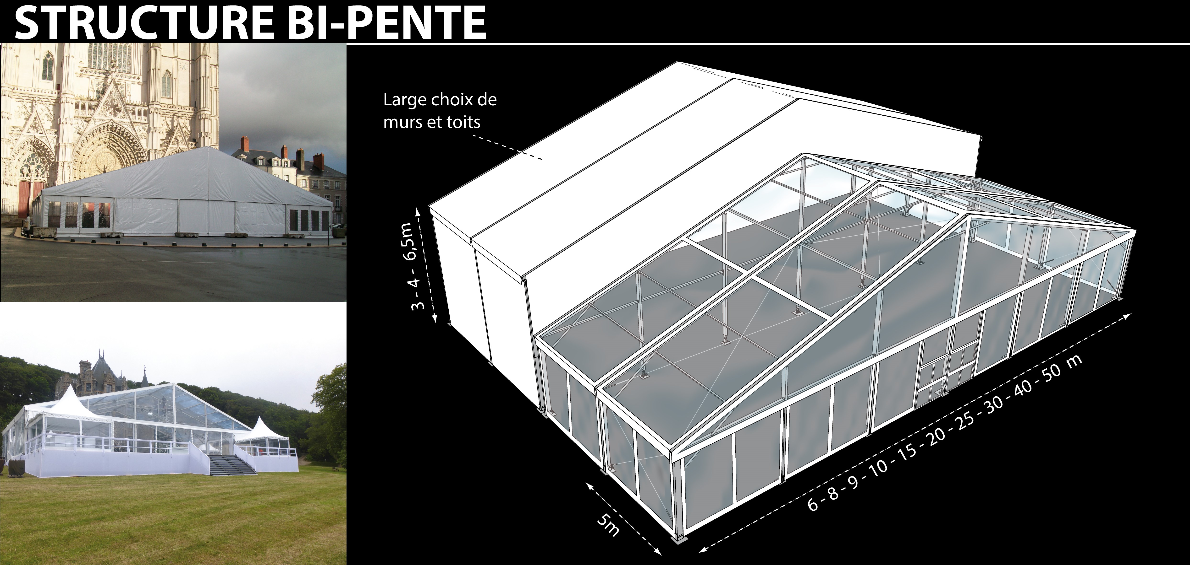 Structure événementielle chapiteau Bi-pente - SEMAF